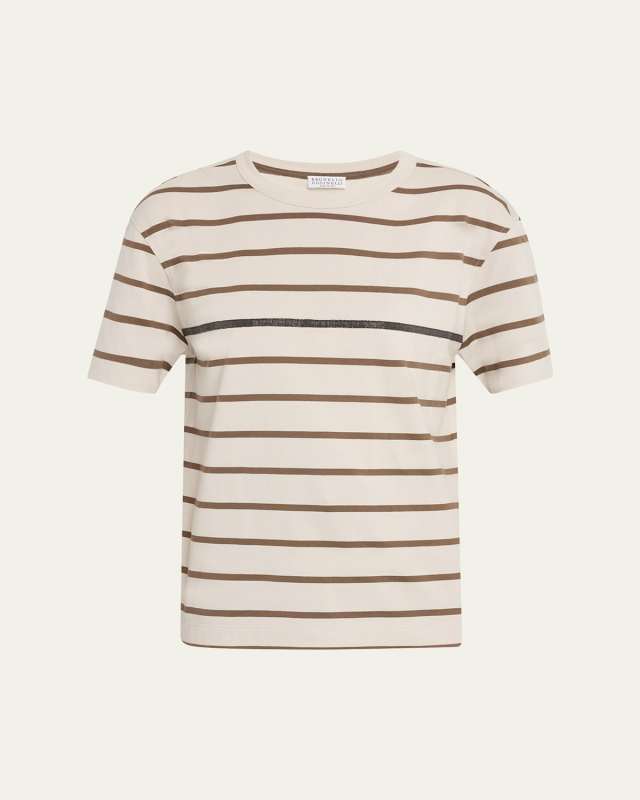 Monili Striped Short-Sleeve Cotton T-Shirt